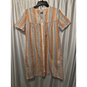 Croft And Barrow Intimates Size M Muumuu Robe House Coat Striped Seer Sucker